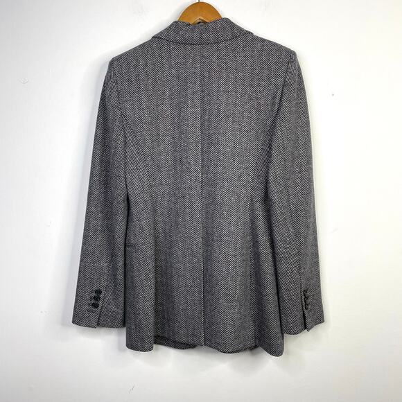 Theory Black Gray Slim Button Jacket Abbot Knit Chevron Herringbone Stretch 8 - Picture 11 of 16